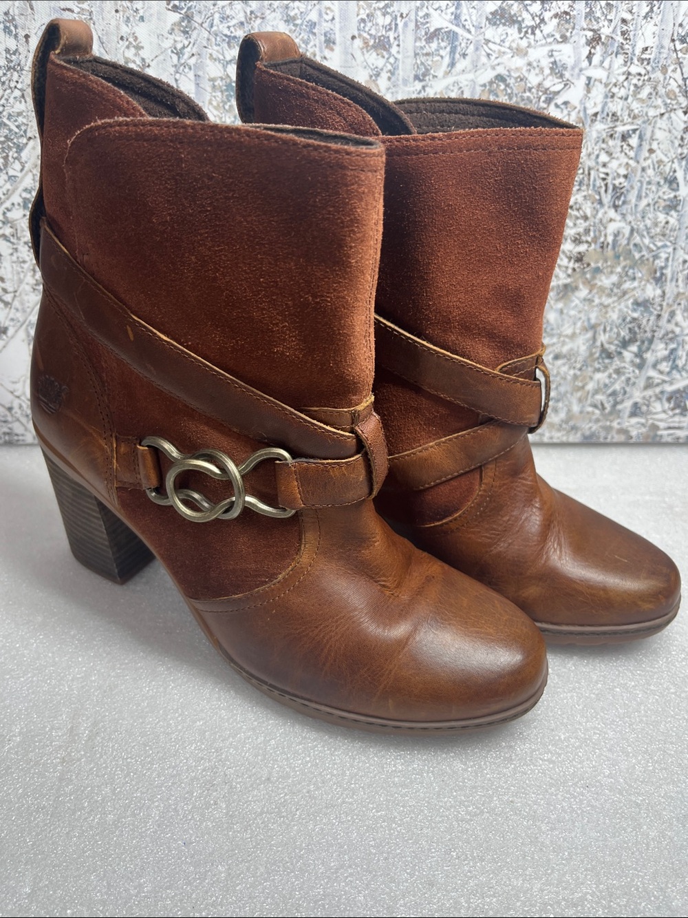 Timberland Women's 8 1/2 Dennett Heel Ankle Bootie Suede Leather Bohemian Boots